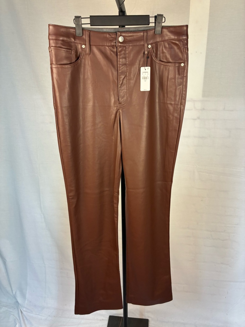 NWT Express Vegan Leather 90's Slim Super High Rise 14R - Picture 2 of 8